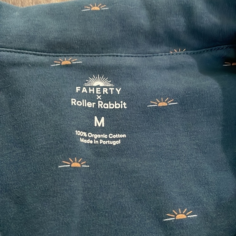 Faherty x Roller Rabbit Button Down Polo PJ Top Mini Wave Limited Edition Medium - Picture 5 of 7